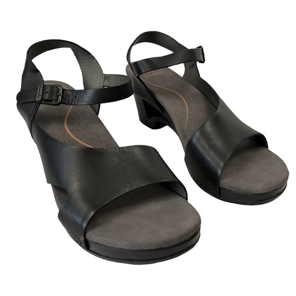 Dansko Black Wedge Sandals - Picture 2 of 10